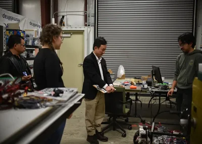 Students explaining their robot project